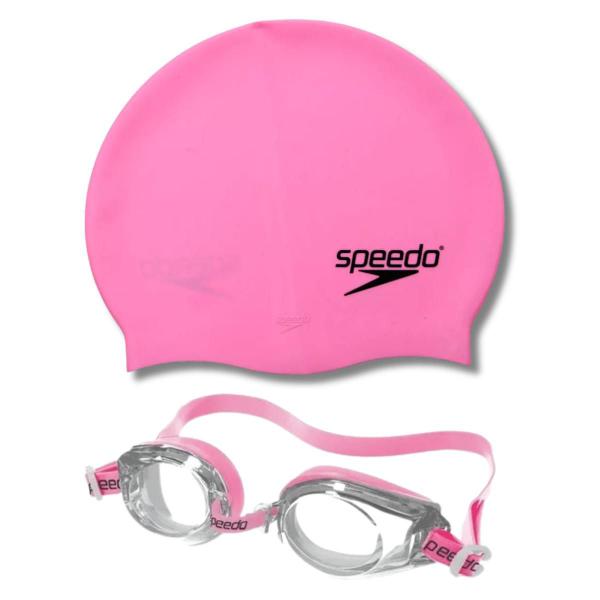 Imagem de Kit Touca Silicone E Óculos De Natação Rosa Adulto Piscina Feminino