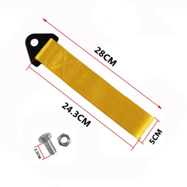 Imagem de Kit Tow Strap Fita Cinta de Reboque Amarelo Engate Estilo BR