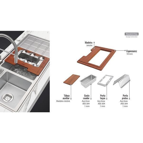 Imagem de Kit Tramontina 5 Peças  Cuba Quadrum 42X32 Inox 94530022