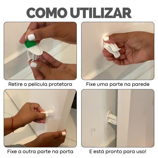 Imagem de Kit Trava De Porta Batente Fixador Prendedor Adesivo Amortece Impacto - Escolha Seu Kit