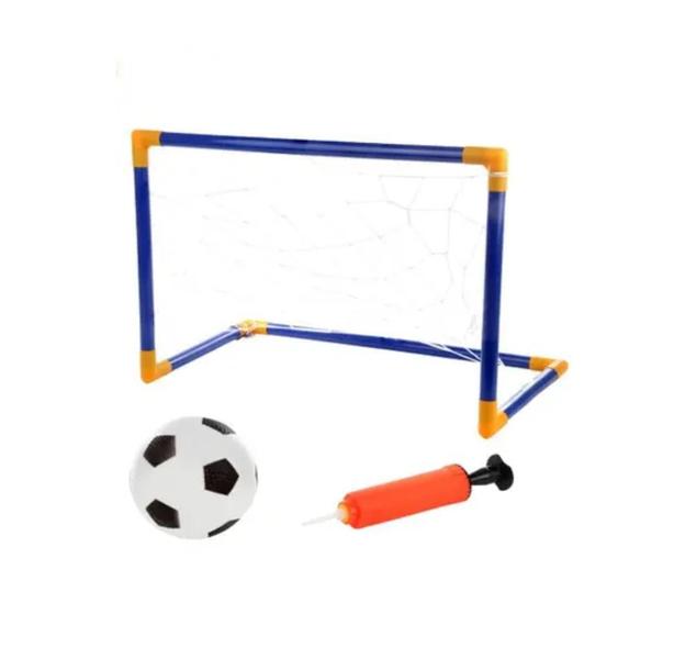 Imagem de Kit Trave Bola 40Cmx60Cm Infantil Gol Rede Com Bomba De Ar