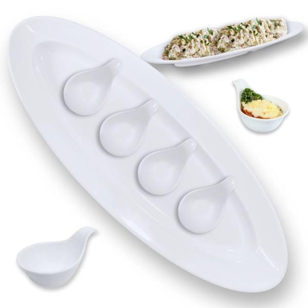Kit Travessa Oval 60 Cm Prato Buffet Restaurante Melamina Profissional + 4 Colheres Finger Food Bestfer Imagem de Kit Travessa Oval 60 Cm Prato Buffet Restaurante Melamina Profissional + 4 Colheres Finger Food Bestfer