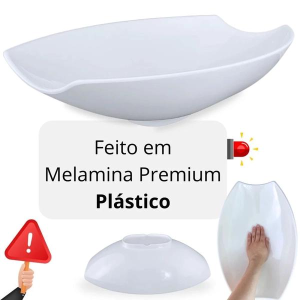 Imagem de Kit Travessa para Buffet Salada 41cm Oval Curva Funda + 2 Petisqueiras 25,5cm Folha Melamina para Restaurante  Bestfer 