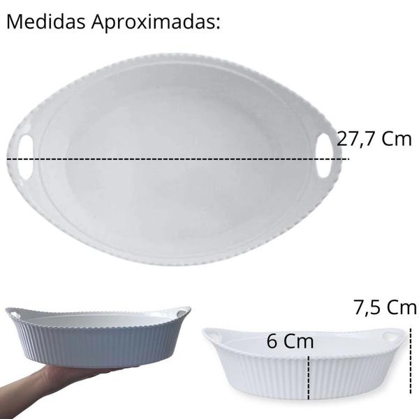 Imagem de Kit Travessa para Buffet Salada 46cm Curva Funda + 2 Tigelas 1,3l Ovais com Alca Melamina para Restaurante  Bestfer 