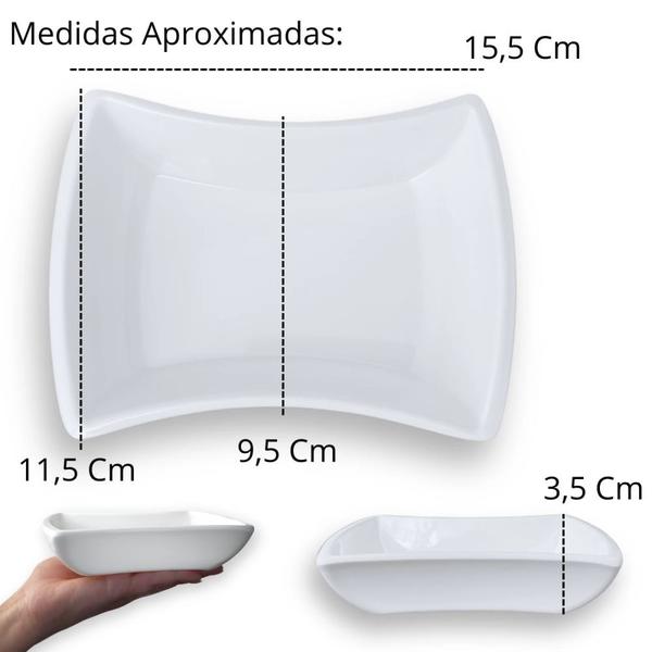 Imagem de Kit Travessa Quadrada Grande 30,5cm + 2 Tigelas Curvas 300 Ml Petiscos / Molhos Melamina / Plastico  Bestfer 