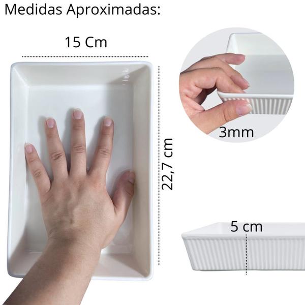 Imagem de Kit Travessas Retangular 20,3cm , 22,7cm e 25,3cm em Melamina para Petiscos e Porcoes  Bestfer 