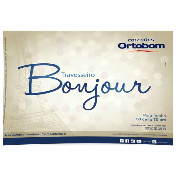 Imagem de Kit Travesseiros 02 Peças Bonjour Fibra Siliconizada em Microfibra 70cm x 50cm - Ortobom