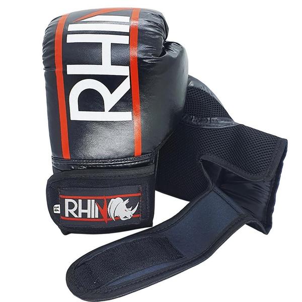 Imagem de Kit Treino Boxe Rhino Com Luva Bandagem Bucal - 14Oz