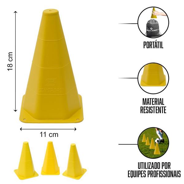 Imagem de Kit Treino Futebol 10 Cones De Agilidade 19 Cm Treinamento Funcional Agilidade Ginastica