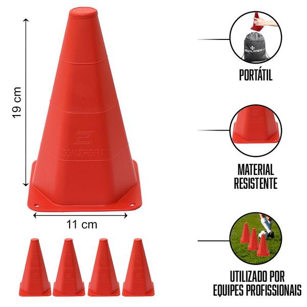 Imagem de Kit Treino Futebol 10 Cones De Agilidade 19 Cm Treinamento Funcional Agilidade Ginastica