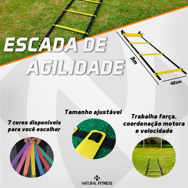 Imagem de Kit Treino Futebol Agilidade Funcional Escada Cone Cinto de Tração