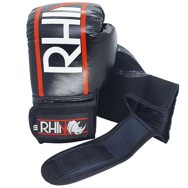 Imagem de Kit Treino Muaythai Rhino com Luva + Caneleira + Bandagem + Bucal + Bolsa