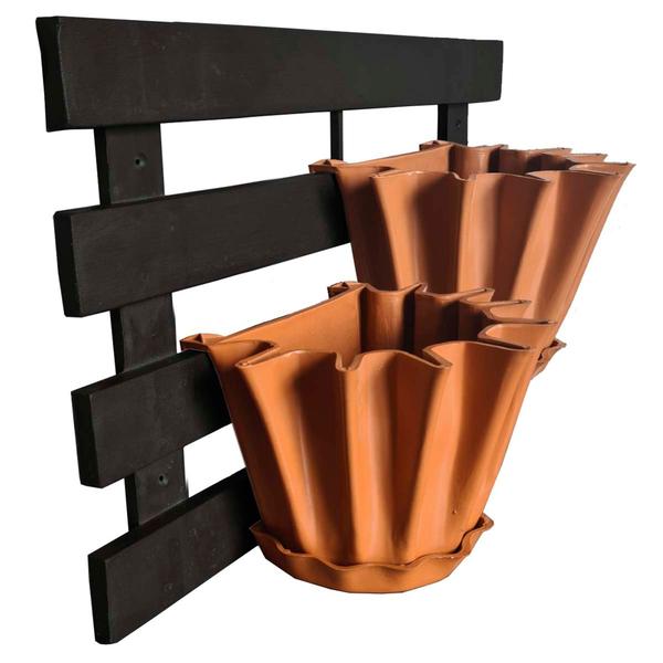 Imagem de Kit Treliça e Vasos de parede - Jardim Vertical - Plástico reciclado - Treliça Preto