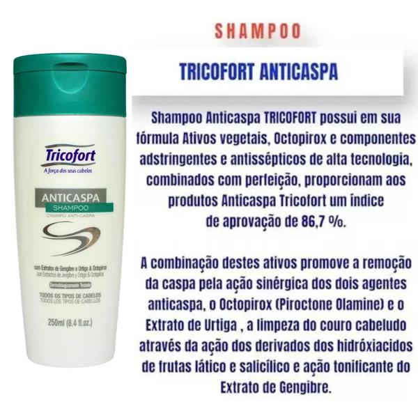 Imagem de Kit Tricofort Anticaspa Shampoo + Condicionador + Tônico Capilar C/6 Ampolas