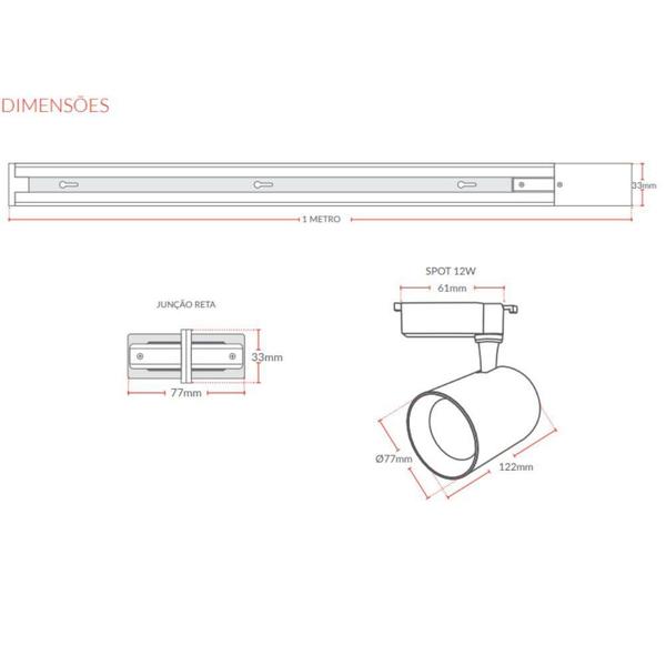 Imagem de Kit Trilho Avant Authentic 12w Branco 6500k Bivolt