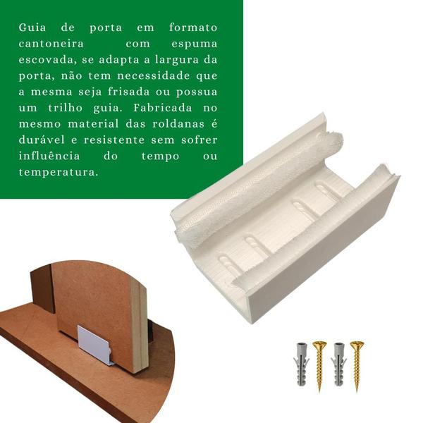 Imagem de Kit Trilho Correr 2,00m 35x35 Alumínio Branco p/ Duas Portas de 50cm - RDA-4