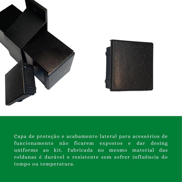 Imagem de Kit Trilho Correr 2,00m 35x35 Alumínio Preto p/ Duas Portas de 50cm - RDA-4