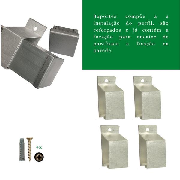 Imagem de Kit Trilho Correr 3,00m 35x35 Alumínio Natural p/ Duas Portas 75cm - RDA-4