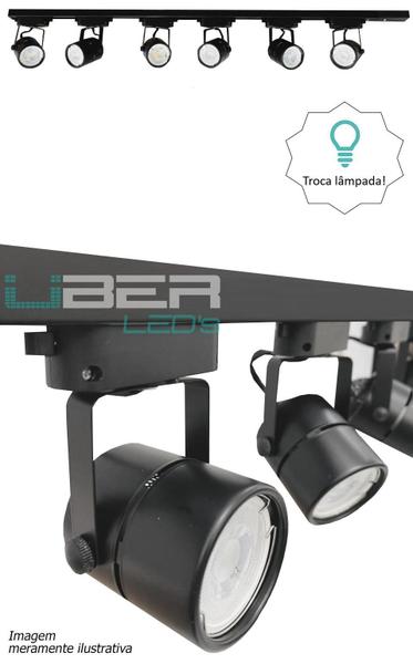 Imagem de Kit Trilho Eletrificado 1 M Preto 4 Spot Gu10 Led 7W 2700K