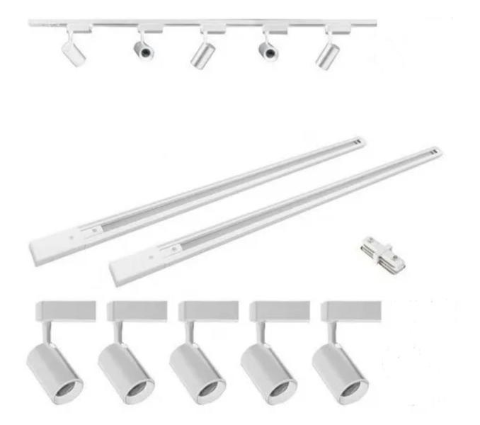 Imagem de Kit Trilho Eletrificado 2m + 5 Spot Led 24w Branco Frio 6500k Branco