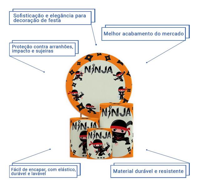 Imagem de Kit Trio Capas Cilindros Ninja + Painel Sublimado Helanca