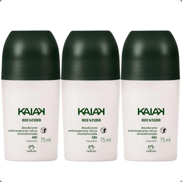 Imagem de KIT Trio de Desodorante Antitranspirante Invisível Roll On Natura Kaiak Aventura Masculino 75mL