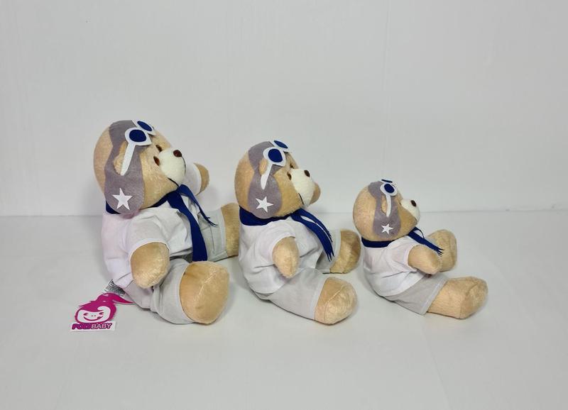 Imagem de Kit Trio De Ursinhos Para Nicho Urso Aventureiro Aviador Caramelo Azul Marinho  - PolyBaby