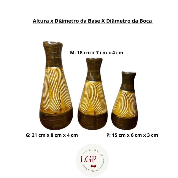 Imagem de Kit Trio de Vasos Decorativos Cerâmica Sala Estante Mesa Rack