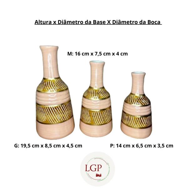 Imagem de Kit Trio de Vasos Decorativos Cerâmica Sala Estante Mesa Rack