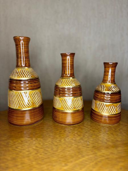 Imagem de Kit Trio de Vasos Decorativos Cerâmica Sala Estante Mesa Rack