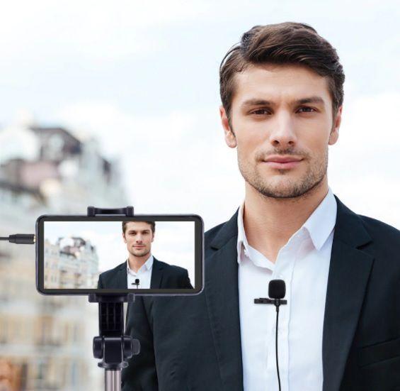 Imagem de Kit Tripé 1,50 metros profissional microfone lapela suporte celular gravação vídeo aula