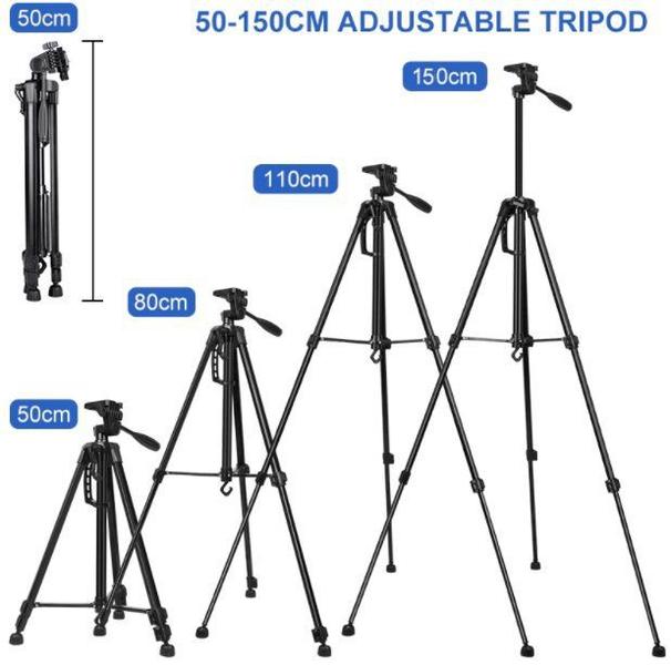 Imagem de Kit Tripé 1,50 metros profissional microfone lapela suporte celular gravação vídeo aula