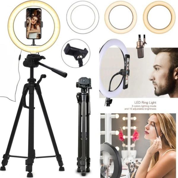 Imagem de Kit Tripé 1,80m Câmera Ring Light Luz Led Usb Foto Vídeo Live Profissional