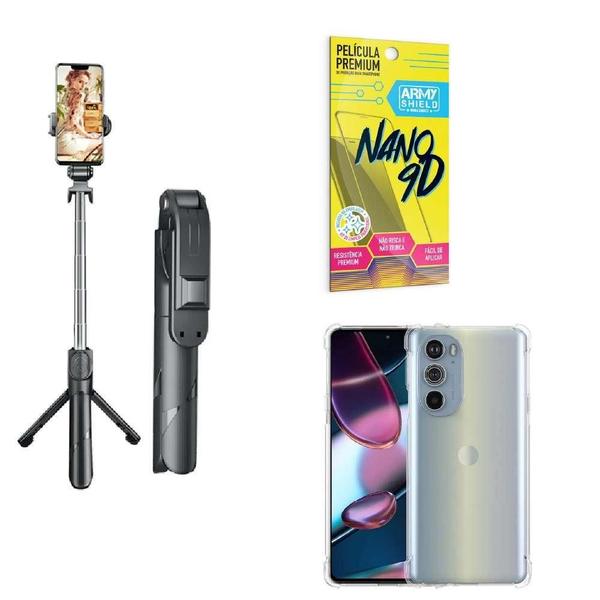 Imagem de Kit Tripé De Selfie + Capinha Motorola G32 + Película 9D