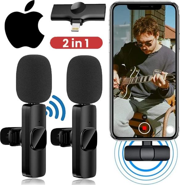 Imagem de Kit Tripé Profissional Pedestal Universal Celular Microfone Duplo Sem Fio iPhone Gravação Vídeo Luz Ring Light Luminária