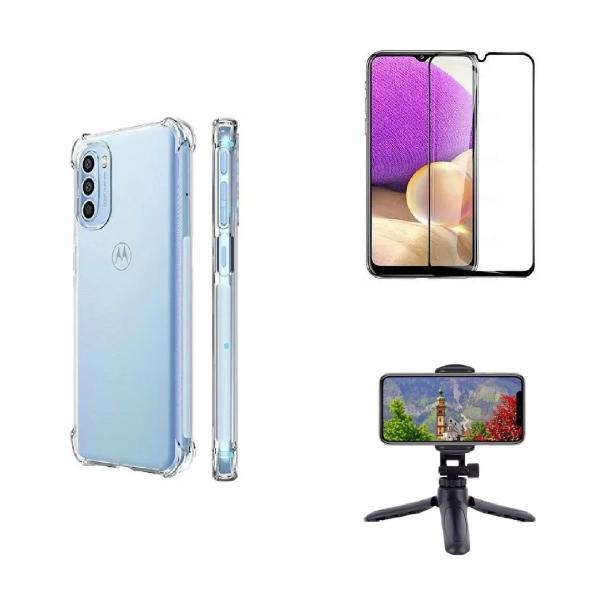 Imagem de Kit Tripé Tripod 360 graus para Motorola Moto G71  + Capa + Pelicula De Vidro