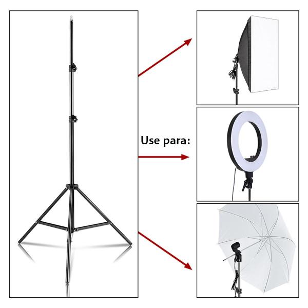 Imagem de Kit Tripés De Iluminação Greika 2 Metros Para Ring Light E Softbox - 3 Peças