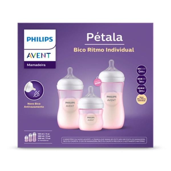 Imagem de Kit Triplo Mamadeira Pétala Rosa - Philips Avent