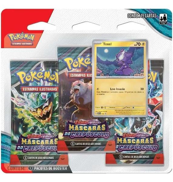 Imagem de Kit triplo pack pokémon - escarlate e violeta- máscaras do crepúsculo - toxel e pupitar (sortidos) - copag