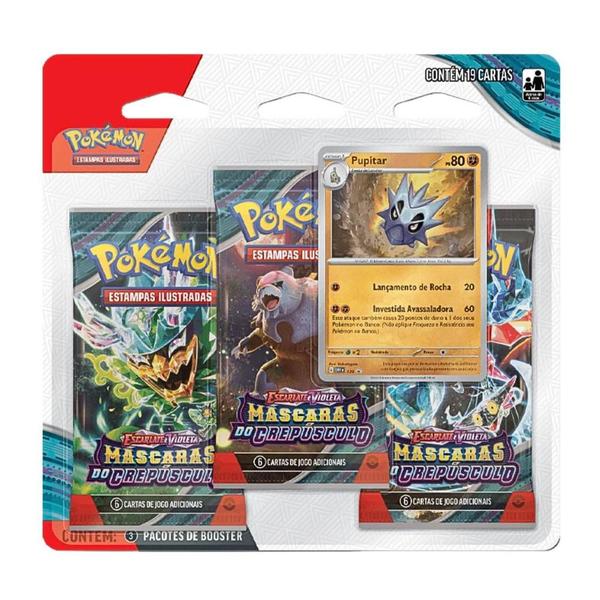 Imagem de Kit triplo pack pokémon - escarlate e violeta- máscaras do crepúsculo - toxel e pupitar (sortidos) - copag