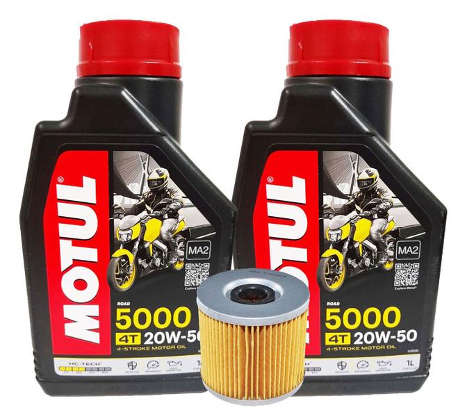 Imagem de Kit Troca de Oleo Yamaha Fazer 250 2018 2019 2020 2021 2022 2023 Motul 5000 20W50