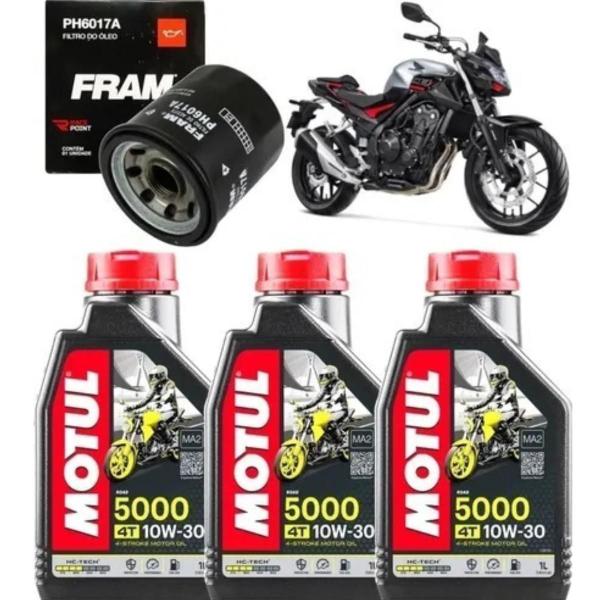 Imagem de Kit Troca Óleo 3l Motul 5000 10w30 + Filtro Cb 1000r Cb 650f