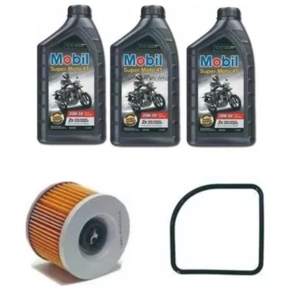 Imagem de Kit Troca Óleo Mobil Filtro Cb400/cb450/cbr450 Guarnição