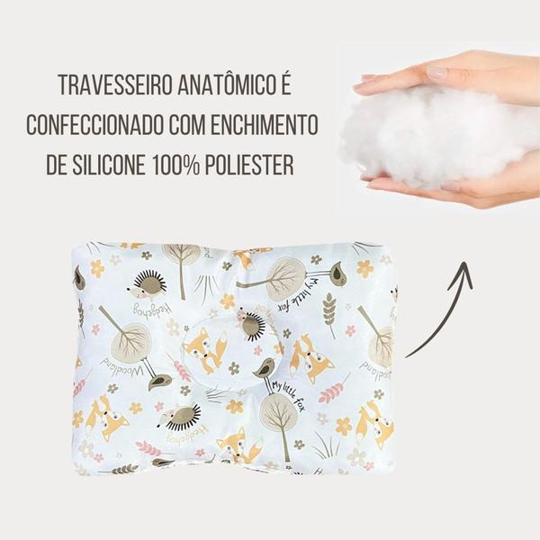 Imagem de Kit Trocador Impermeável + Porta Fralda Lenço Pomada + Travesseiro Anatômico 03 Peças