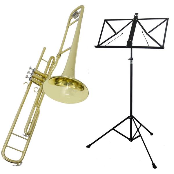 Imagem de Kit Trombone de Pisto Tenor TB 200PD New York + Estante de Partitura S2