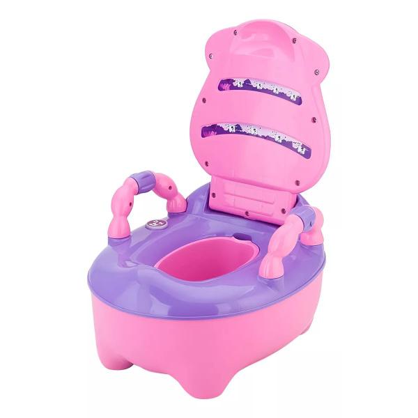 Imagem de Kit Troninho Infantil Musical Pinico Privadinha Piniquinho Rosa Menina Penico + Calcinhas Sortidas Algodão