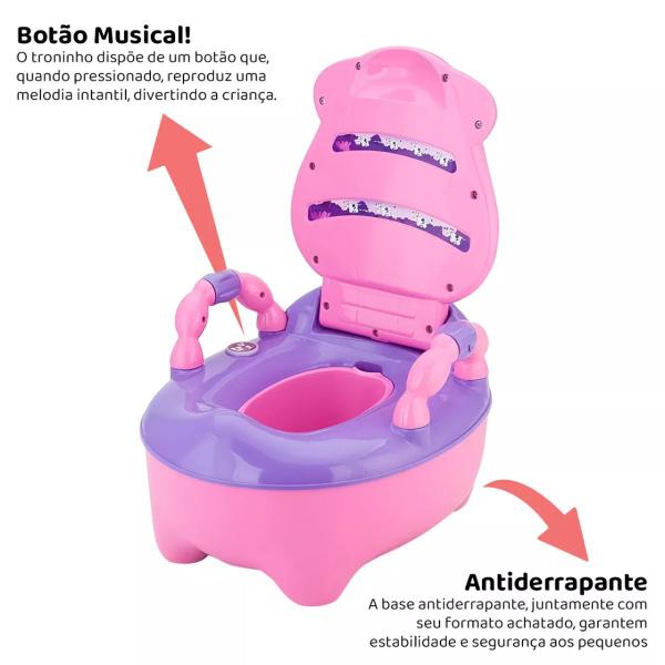 Imagem de Kit Troninho Infantil Musical Pinico Privadinha Piniquinho Rosa Menina Penico + Calcinhas Sortidas Algodão