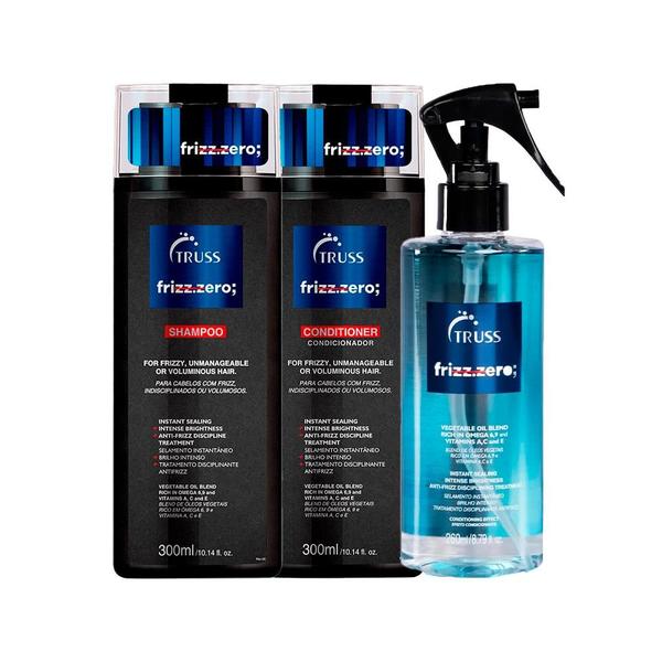 Kit Truss Frizz Zero Shampoo 300ml + Condicionador 300ml + Finalizador 260ml Imagem de Kit Truss Frizz Zero Shampoo 300ml + Condicionador 300ml + Finalizador 260ml