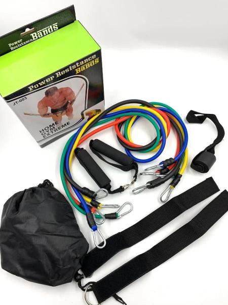 Imagem de Kit Tubing Elástico 11 Itens Treinamento Funcional Pilates