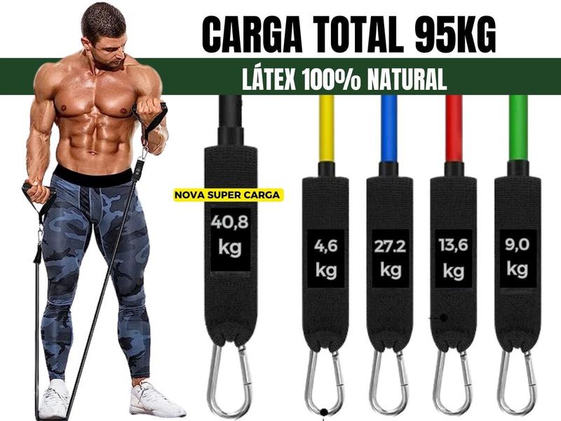 Imagem de Kit Tubing Premium Extreme Elástico Extensor com Barra de Exercícios Bravus Sport